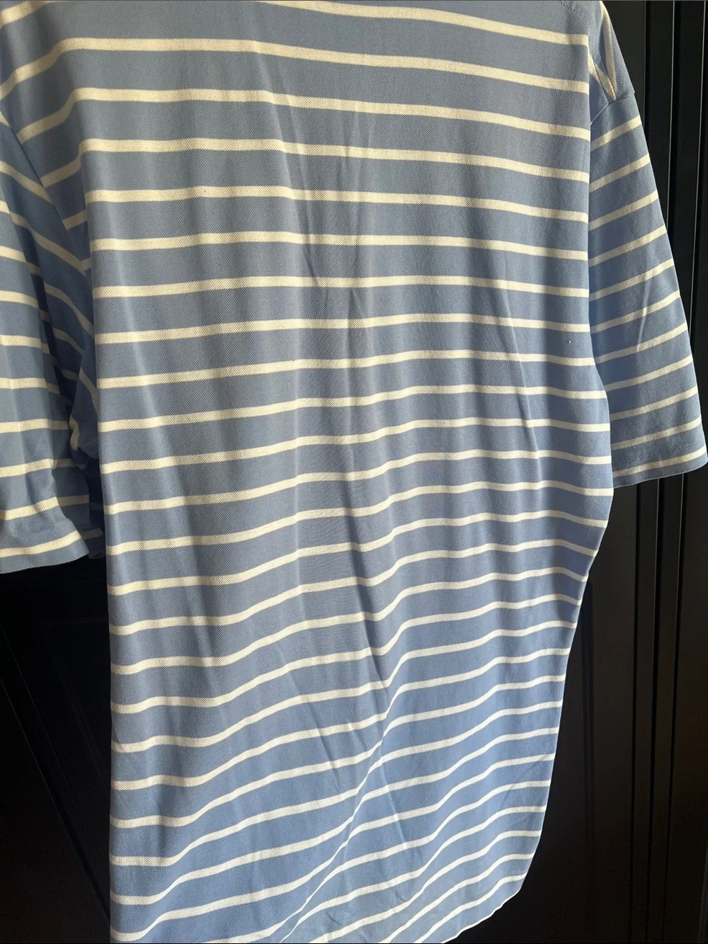 Ralph Lauren Light Blue and White Striped Polo with Yellow Pony